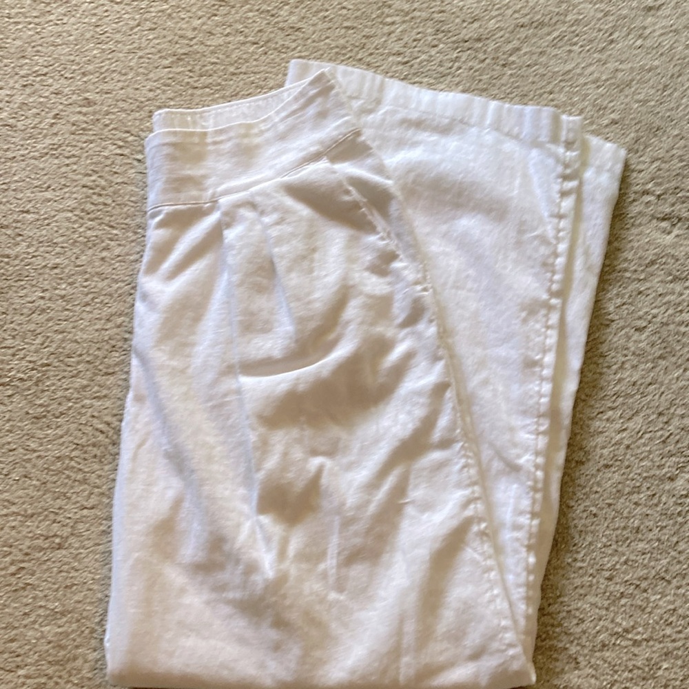 Abercrombie wide leg linen pant in white